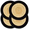 Placemats 4 pcs Natural and Black 38 cm Jute and Cotton Colour black Quantity in Package 4 Material jute and cotton 