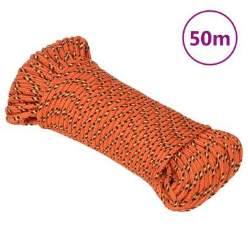 Durable Orange Boat Rope 5mm x 50m | Polypropylene