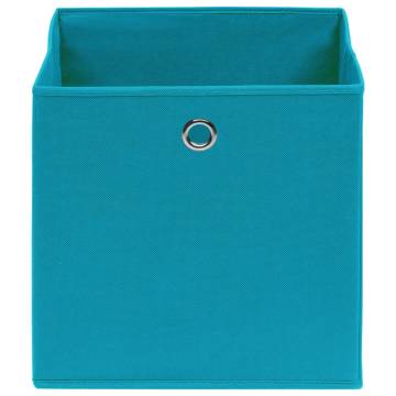 10 pcs Baby Blue Storage Boxes - Durable Non-woven Fabric