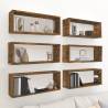 Wall Cube Shelves 6 pcs - Smoked Oak & Engineered Wood