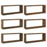 Wall Cube Shelves 6 pcs - Smoked Oak & Engineered Wood