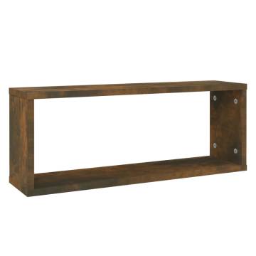 Wall Cube Shelves 6 pcs - Smoked Oak & Engineered Wood