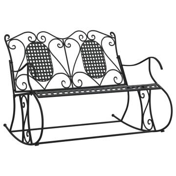 2-Seater Rocking Bench - Stylish Black Steel Outdoor Seating