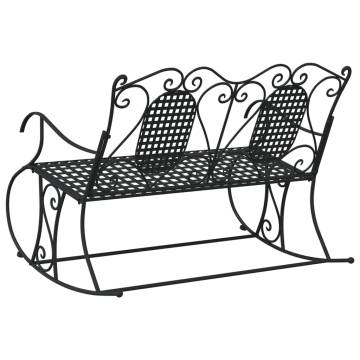 2-Seater Rocking Bench - Stylish Black Steel Outdoor Seating