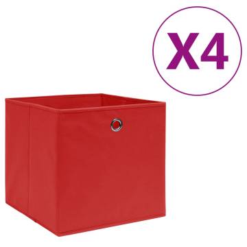 Stylish Red Storage Boxes 4 Pcs - Non-woven Fabric 28x28 cm