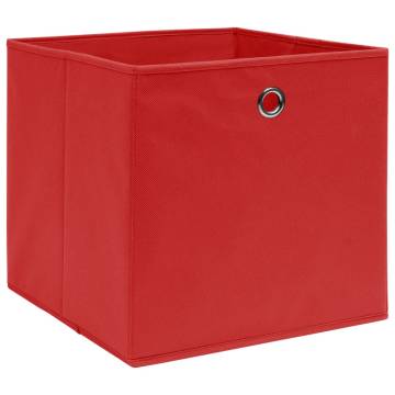 Stylish Red Storage Boxes 4 Pcs - Non-woven Fabric 28x28 cm