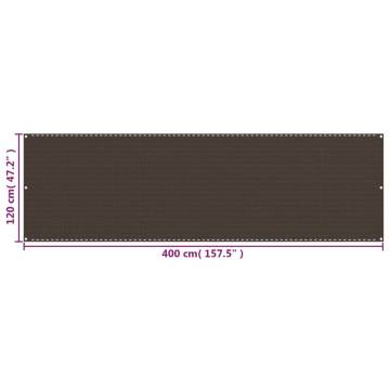 Brown Balcony Screen 120x400 cm - HDPE Privacy Shade