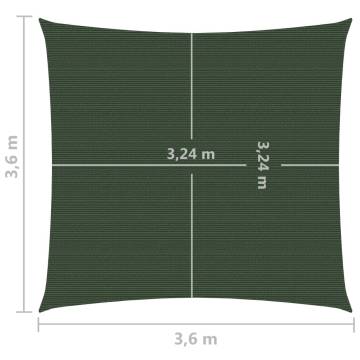 Sunshade Sail 3.6x3.6m Dark Green | HDPE UV Protection