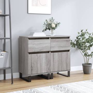 Stylish Grey Sonoma Sideboards - 2 pcs, 40x35x70 cm