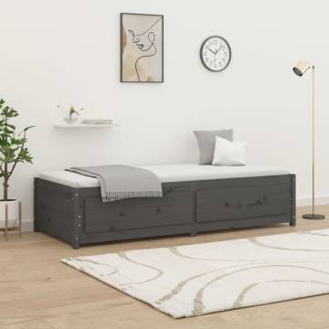 Day Bed Grey 90x190 cm | Solid Wood Pine | Versatile Design