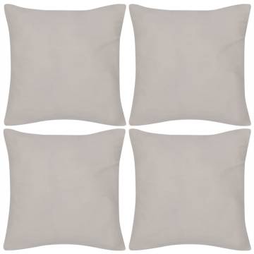 4 Beige Cotton Cushion Covers (40x40 cm) - HipoMarket UK