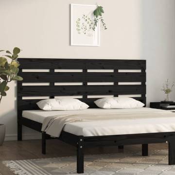 Stylish Black Solid Wood Pine Headboard - 135x3x80 cm