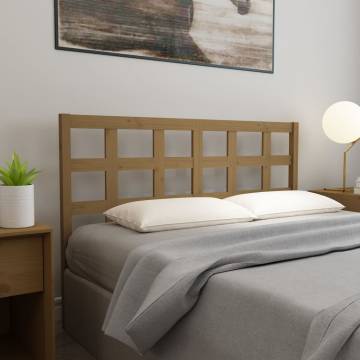 Stylish Honey Brown Bed Headboard - Solid Pine Wood 145.5x100 cm