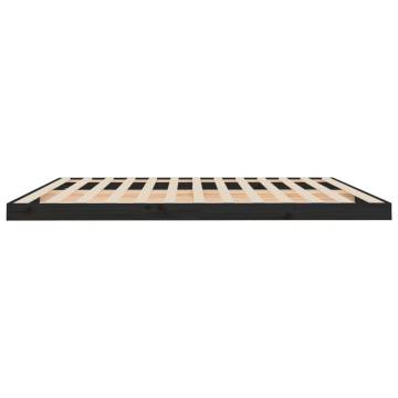 Black Bed Frame 200x200 cm - Solid Pine Wood | HipoMarket