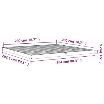 Black Bed Frame 200x200 cm - Solid Pine Wood | HipoMarket