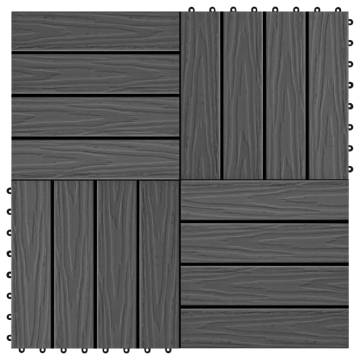 11 pcs Black WPC Decking Tiles - Deep Embossed 30x30 cm