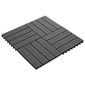 11 pcs Black WPC Decking Tiles - Deep Embossed 30x30 cm