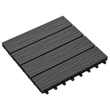 11 pcs Black WPC Decking Tiles - Deep Embossed 30x30 cm