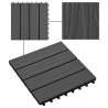 11 pcs Black WPC Decking Tiles - Deep Embossed 30x30 cm