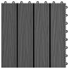 11 pcs Black WPC Decking Tiles - Deep Embossed 30x30 cm