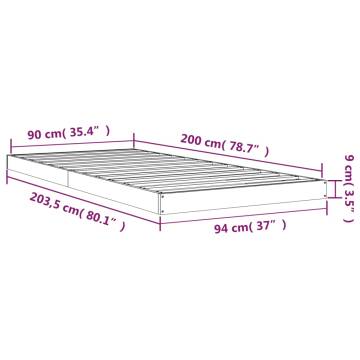 Black Bed Frame 90x200 cm - Solid Pine Wood | HipoMarket