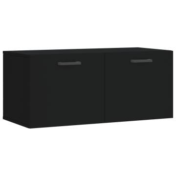 Stylish Wall Cabinet Black | 80x36.5x35 cm Engineered Wood