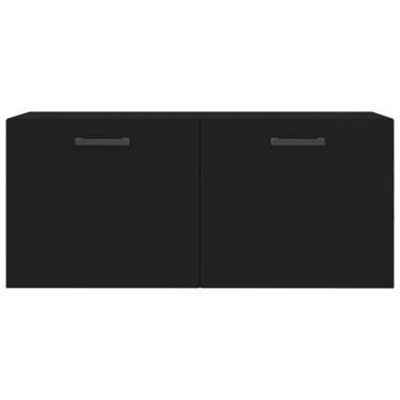 Stylish Wall Cabinet Black | 80x36.5x35 cm Engineered Wood