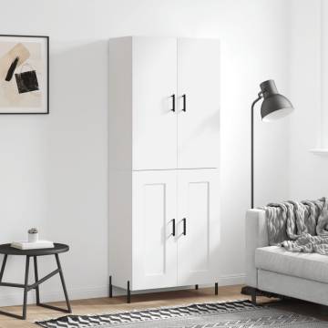 Stylish Highboard in White - 69.5x34x180 cm Engineered Wood