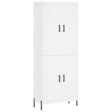 Stylish Highboard in White - 69.5x34x180 cm Engineered Wood