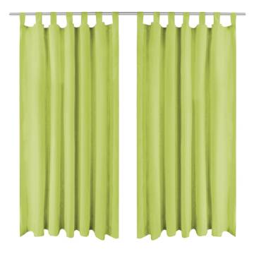 Micro-Satin Curtains 140x245 cm Green - 2 pcs with Loops