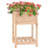 Planter with Shelf - Solid Pine Wood 54x54x81 cm | Hipo Market