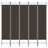 5-Panel Room Divider Brown 200x200 cm - Stylish Privacy Screen