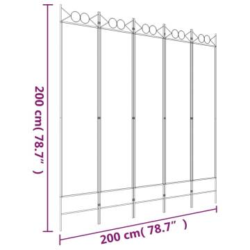 5-Panel Room Divider Brown 200x200 cm - Stylish Privacy Screen