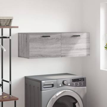 Grey Sonoma Wall Cabinet 100x36.5x35 cm | Durable Storage