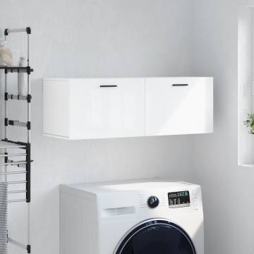 High Gloss White Wall Cabinet - Stylish Storage Solution