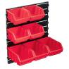 8 Piece Storage Bin Kit with Wall Panel - Red and Black