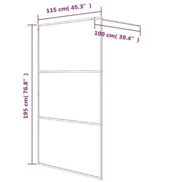 Walk-in Shower Wall Black 115x195 cm | Clear ESG Glass