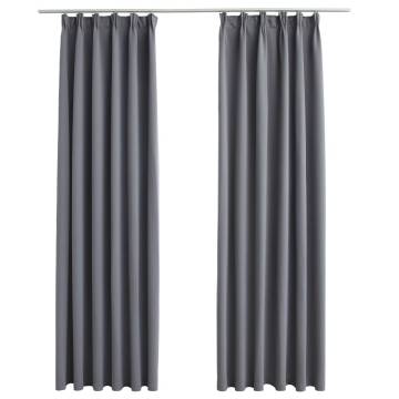 Grey Blackout Curtains with Hooks - 140x225 cm | Hipo Market