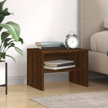 Brown Oak Bedside Cabinet - 40x30x30 cm Engineered Wood