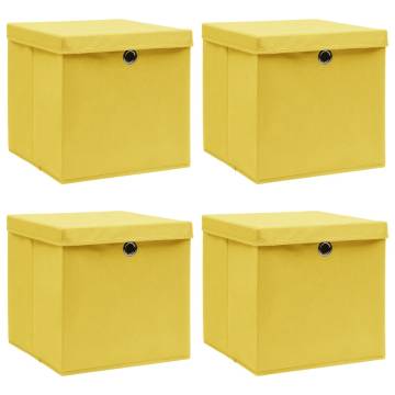 Yellow Storage Boxes with Lids - Set of 4 | Hipomarket