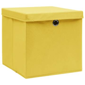 Yellow Storage Boxes with Lids - Set of 4 | Hipomarket