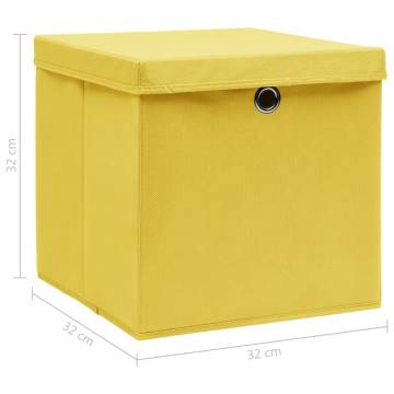 Yellow Storage Boxes with Lids - Set of 4 | Hipomarket