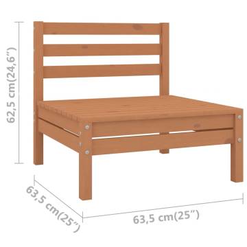 Garden Middle Sofas - 2 pcs Honey Brown Solid Pinewood