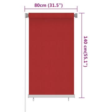 Outdoor Roller Blind 80x140 cm in Red - UV Protection & Privacy