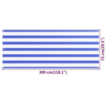 Blue and White Balcony Screen 75x300 cm | HDPE Privacy Shade