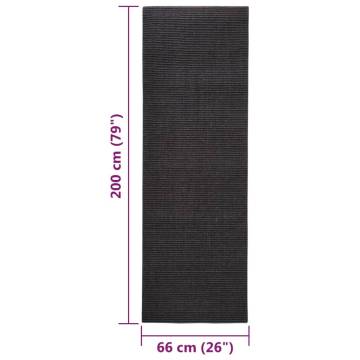 Natural Sisal Rug 66x200 cm Black - Durable & Versatile