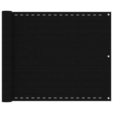 Black HDPE Balcony Screen 75x300 cm - Privacy & Shade