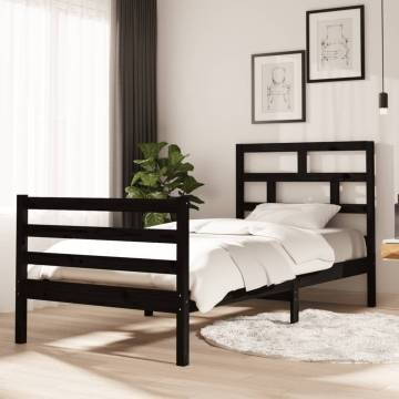 Black Solid Wood Pine Bed Frame 90x200 cm - Modern Design