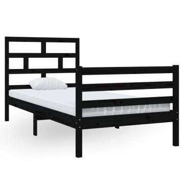 Black Solid Wood Pine Bed Frame 90x200 cm - Modern Design