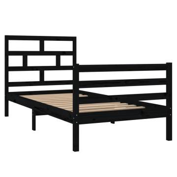 Black Solid Wood Pine Bed Frame 90x200 cm - Modern Design